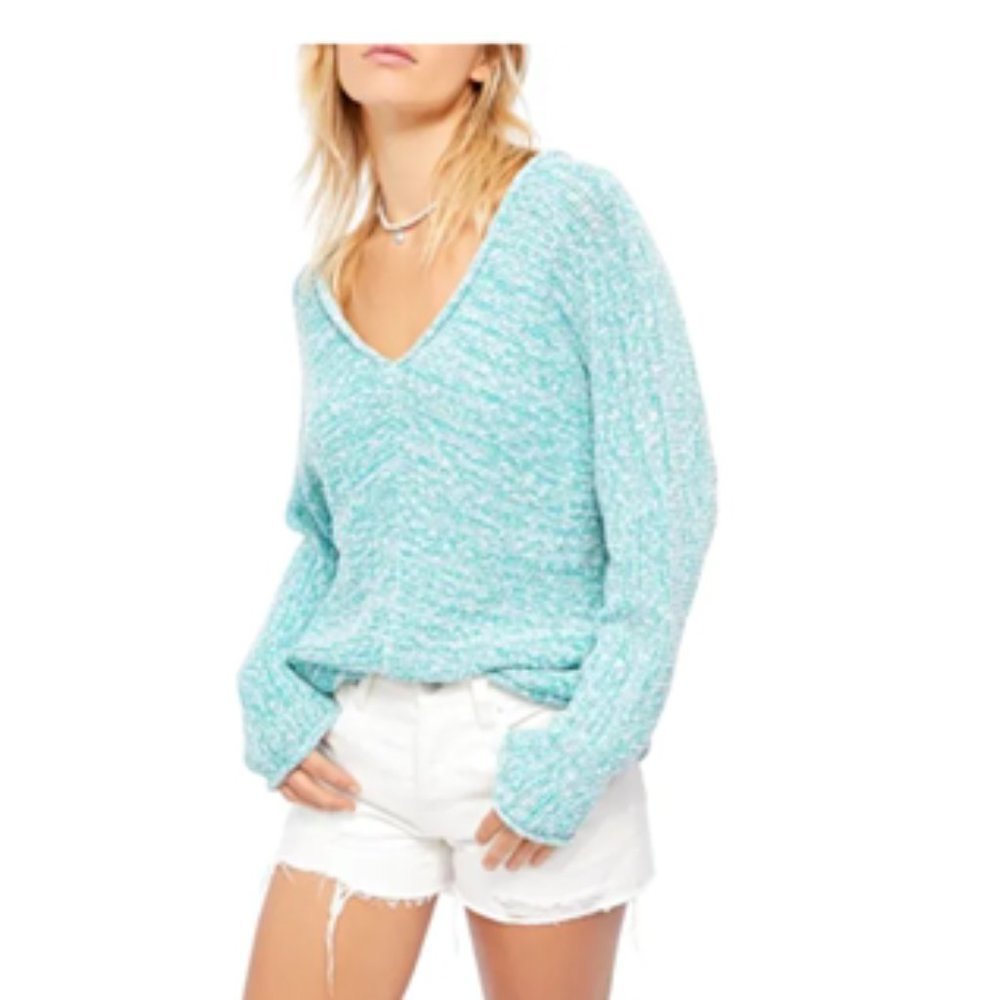 Free People Womens Bright Lights Marled Open Stitch Pullover Sweater